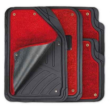 Ковры салона со съемным красным ковролином до -50°С (4 предмета) черные с канавками для вырезов Autoprofi FOCUS2 TER-420 BK/RD