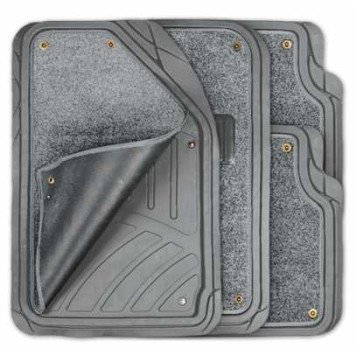 Ковры салона со съемным ковролином до -50°С (4 предмета) серые с канавками для вырезов Autoprofi FOCUS2 TER-420 GY