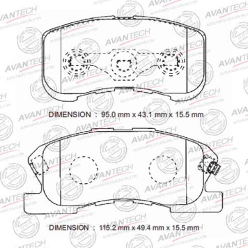 Колодки тормозные дисковые задние AVANTECH AV1021