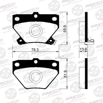 Колодки тормозные дисковые задние AVANTECH AV256