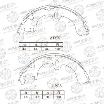 Колодки тормозные барабанные задние AVANTECH AVS0102