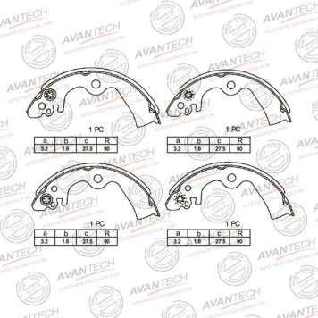 Колодки тормозные барабанные задние AVANTECH AVS0207