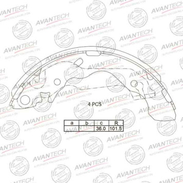 Колодки тормозные барабанные AVANTECH AVS1002