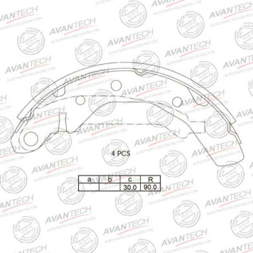 Колодки тормозные барабанные AVANTECH AVS1302