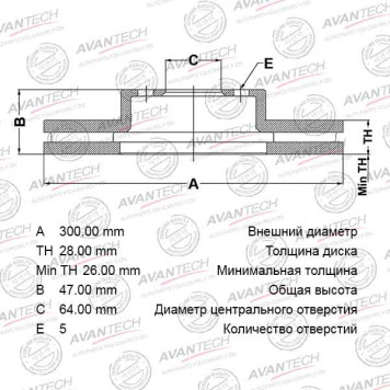 Диск тормозной передний AVANTECH BR0317
