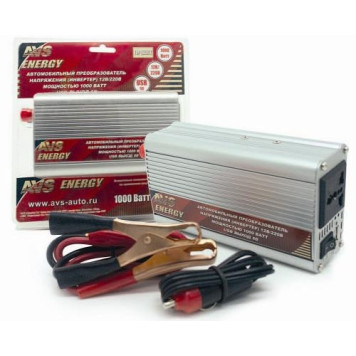 Преобразователь напряжения (инвертер) 12V->220V 1000W AVS IN-1000W