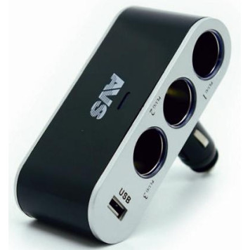 Разветвитель прикуривателя 3 гнезда + USB AVS CS312U без удлинителя (12/24В)