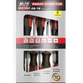 Набор отверток 7шт: 4 шлицевые + 3 крестовые намагниченные Cr-V AVS OS-7B