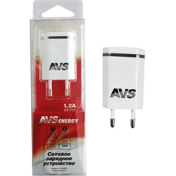 Зарядное устройство/адаптер AVS UT-711 сеть 220V -> USB (1,2Ah)