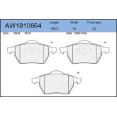 Колодки тормозные передние AUDI A3 1,8 12/96-05/03, SKODA Octavia 09/96-12/10, VW Bora 2,3 V5 10/98-10/00, Golf III 1,6/2,0 09/92-08/97, Golf IV 2,3 V5 4motion 12/98-10/00 <b>AYWIPARTS AW1810664</b>
