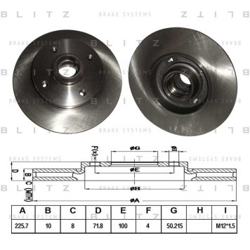 Диск тормозной <b>BLITZ BS0114</b>