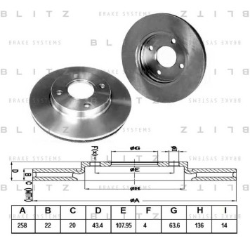 Диск тормозной <b>BLITZ BS0162</b>
