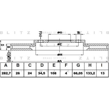 Диск тормозной <b>BLITZ BS0167</b>