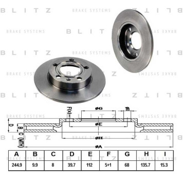 Диск тормозной <b>BLITZ BS0168</b>