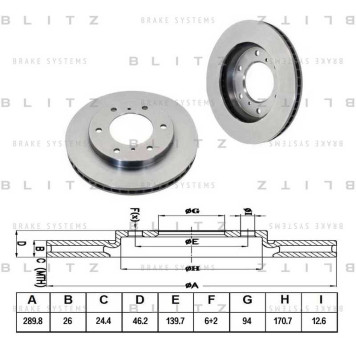 Диск тормозной <b>BLITZ BS0169</b>