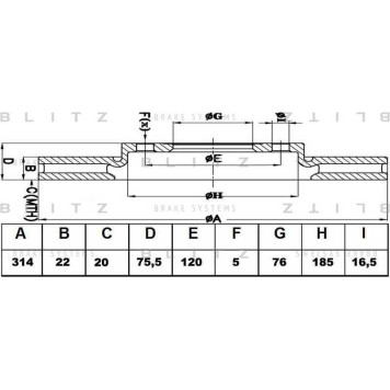 Диск тормозной <b>BLITZ BS0183</b>
