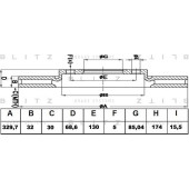 Диск тормозной, левый <b>BLITZ BS0222</b>