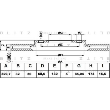 Диск тормозной, левый <b>BLITZ BS0222</b>