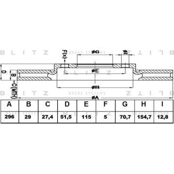 Диск тормозной <b>BLITZ BS0227</b>