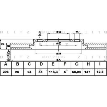 Диск тормозной <b>BLITZ BS0251</b>