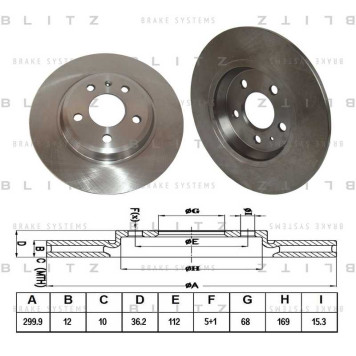 Диск тормозной <b>BLITZ BS0258</b>