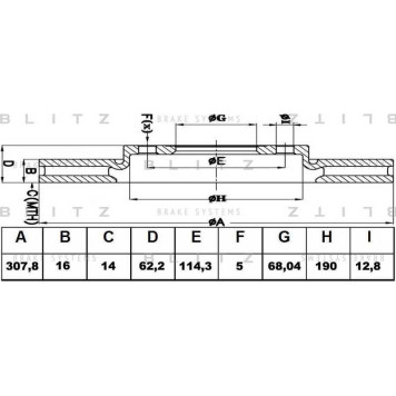 Диск тормозной <b>BLITZ BS0307</b>