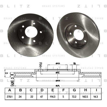 Диск тормозной <b>BLITZ BS0314</b>