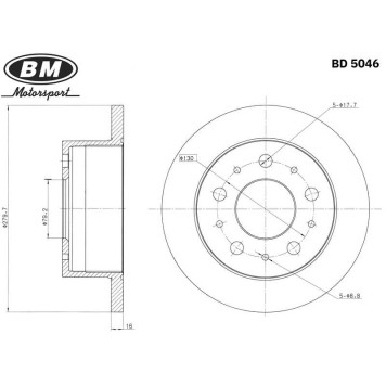 Диск тормозной задний (1шт.) <b>BM-MOTORSPORT BD5046</b>-1