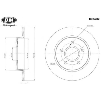 Диск тормозной задний (1шт.) <b>BM-MOTORSPORT BD5282</b>-1