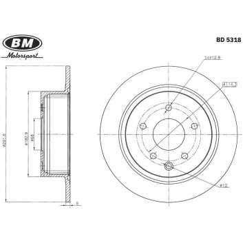 Диск тормозной задний <b>BM-MOTORSPORT BD5318</b>-1