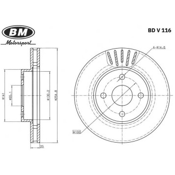Диск тормозной передний вентилируемый 1шт.) <b>BM-MOTORSPORT BDV116</b>-1
