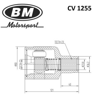 Шрус внутренний правый Logan/Largus 8V <b>BM-MOTORSPORT CV1255</b>