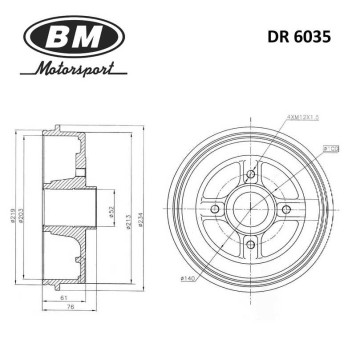 BM DR 6035 барабан тормозной чугунный (1шт.) <b>BM-MOTORSPORT DR6035</b>-1