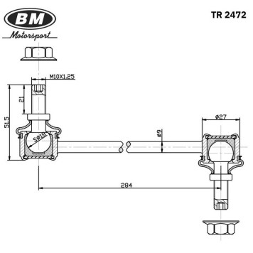 Стойка стабилизатора переднего, праваялевая, BM <b>BM-MOTORSPORT TR2472</b>-1
