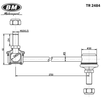 Стойка стабилизатора переднего, правая для KIA, BM <b>BM-MOTORSPORT TR2484</b>-1