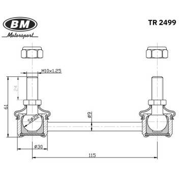 Стойка стабилизатора заднего, праваялевая, BM <b>BM-MOTORSPORT TR2499</b>-1