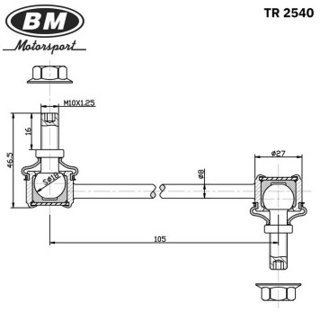 Стойка стабилизатора заднего, праваялевая, BM <b>BM-MOTORSPORT TR2540</b>-1