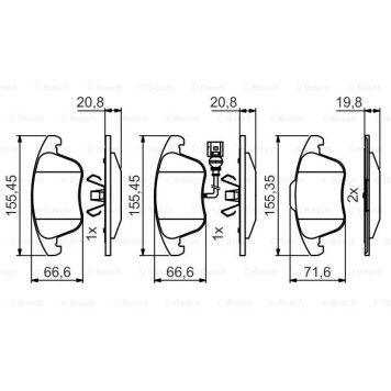 Колодки тормозные дисковые перед. <b>BOSCH 0986495464</b>