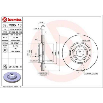Тормозной диск BREMBO 09.7395.10-1