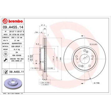 Диск тормозной <b>BREMBO 09.A455.11</b>