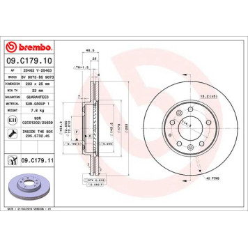 Диск тормозной <b>BREMBO 09.C179.11</b>