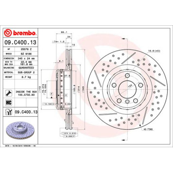 Диск тормозной <b>BREMBO 09.C400.13</b>