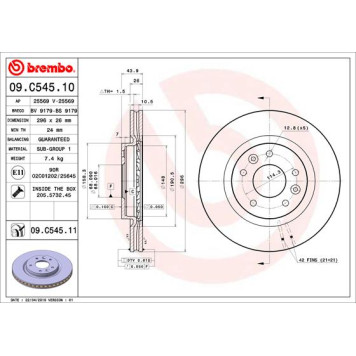 Диск тормозной <b>BREMBO 09.C545.11</b>