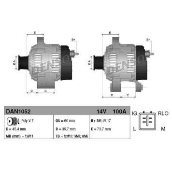 Генератор <b>DENSO DAN1052</b>-2