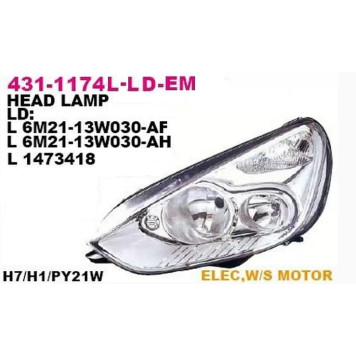 Фара левая под корректор FORD GALAXY 2006- / S-MAX 2006- / <b>DEPO 431-1174L-LD-EM</b>