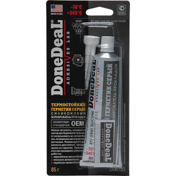 Герметик -прокладка DoneDeal 6733 силиконовый термостойкий серый (85г)