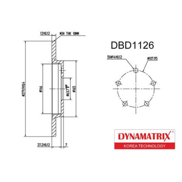 Диск тормозной <b>DYNAMATRIX DBD1126</b>