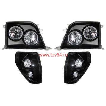 Фара+габарит TOYOTA LAND CRUISER PRADO 96-01 черн. тюнинг комплект лев.+прав. <b>EAGLE EYES PF-EE-212-11B1-BL</b>