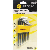 Набор шестигранников TORX (7 предм. Т10-Т40) ЭВРИКА ER-25107T