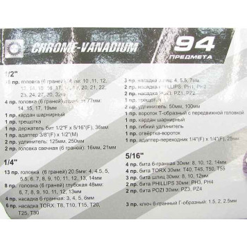 Набор инструментов 1/2" ЭВРИКА ER-TK4094 (6 гран., 94 предм.)-3